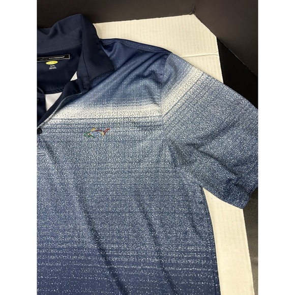 Greg Norman Performance Golf Polo Shirt Mens XL Blue Striped Lightweight - Picture 2 of 6